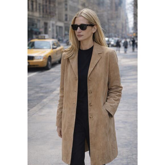 TCM Jackets & Blazers - VTG TCM Genuine Suede Knee‑Length Coat Women’s Medium, 90s Caroline Bessette